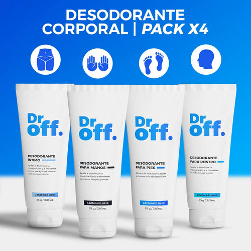 PACK X4 | Desodorante Íntimo, Rostro, Manos y Pies