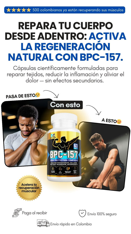 PEPTIDOS BPC 157 - Capsulas para curación y regeneración de tendones, músculos, piel y huesos.