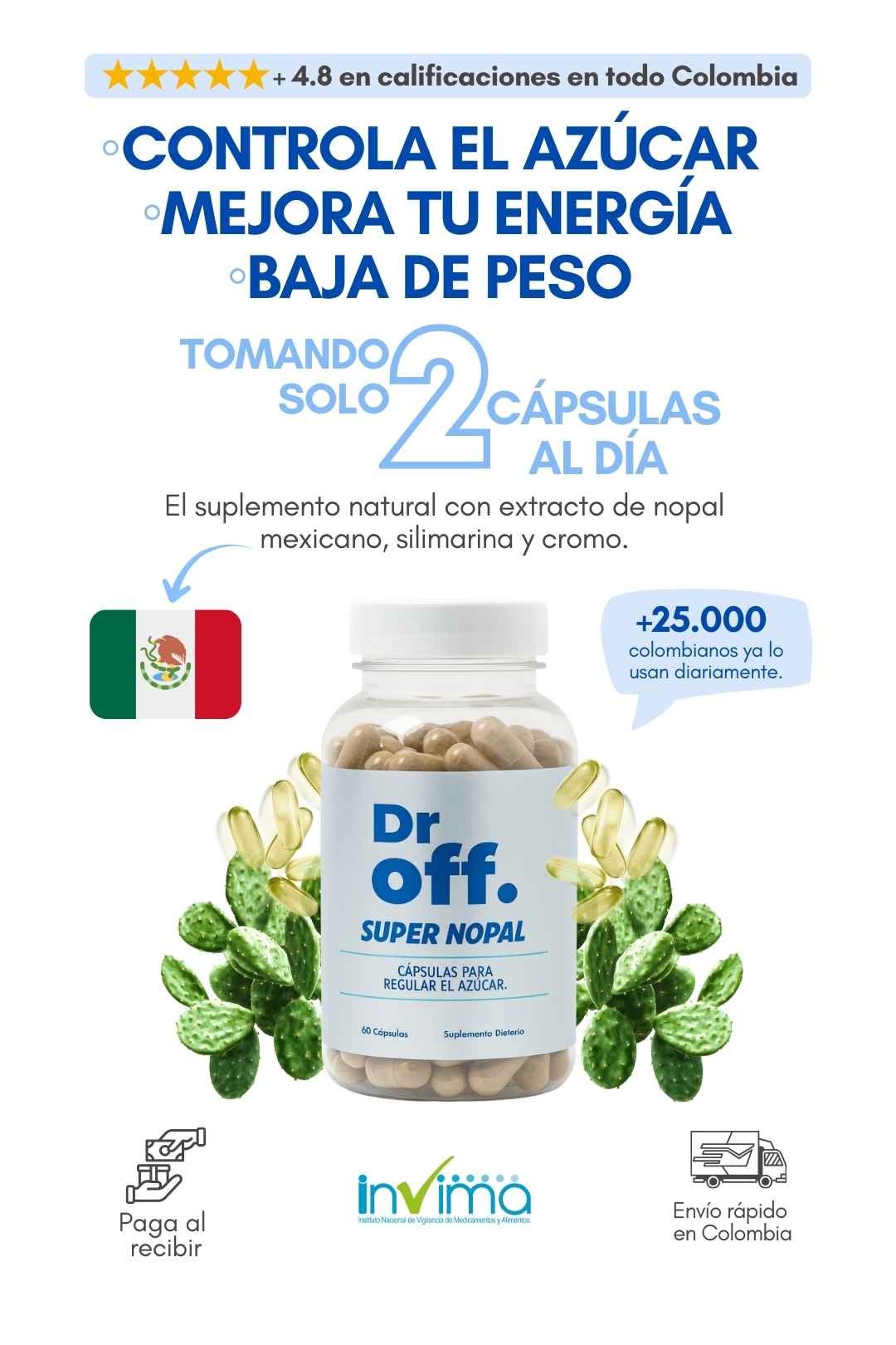 Super Nopal - Capsulas para bajar niveles de azucar.